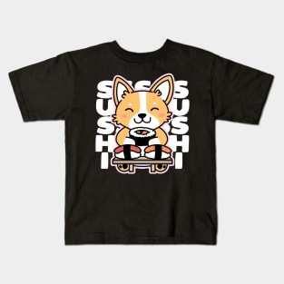 Corgi Eating Sushi Kids T-Shirt